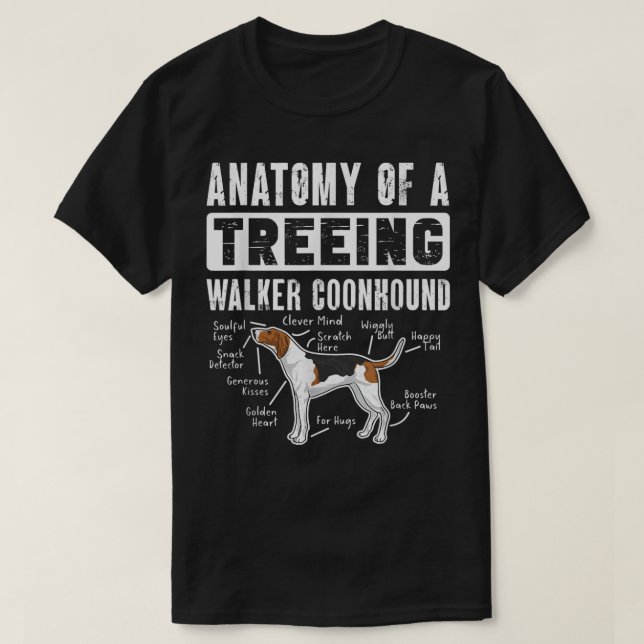 Anatomy Of A Treeing Walker Coonhound T-Shirt (Design Front)