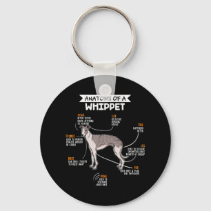 anatomy of a whippet dog funny dog lover gift keychain