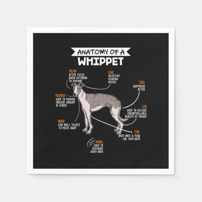 Anatomy Of A Whippet Dog Napkins (Front)
