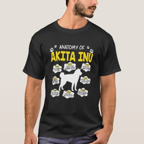 Anatomy Of Akita Inu Dog Lover T_Shirt