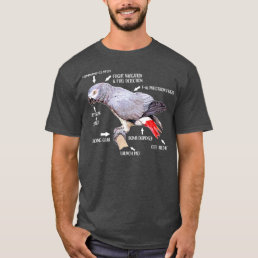 Anatomy Of An African Grey Parrot  Bird Lover  T-Shirt