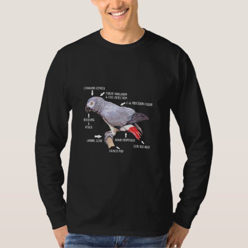 Anatomy Of An African Grey Parrot Funny Bird  T_Shirt