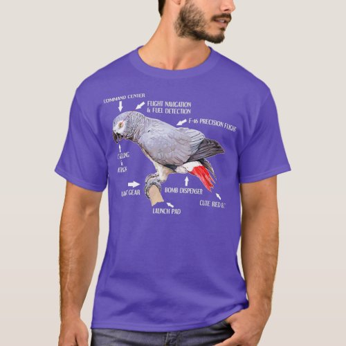 Anatomy Of An African Grey Parrot  Funny Bird T_Shirt