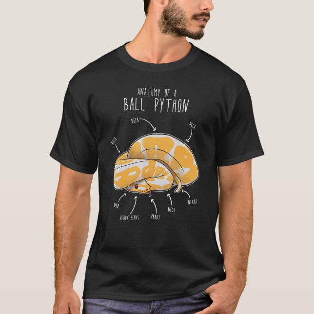 Anatomy of an Albino Ball Python, Funny Reptile Sn T-Shirt (Front)