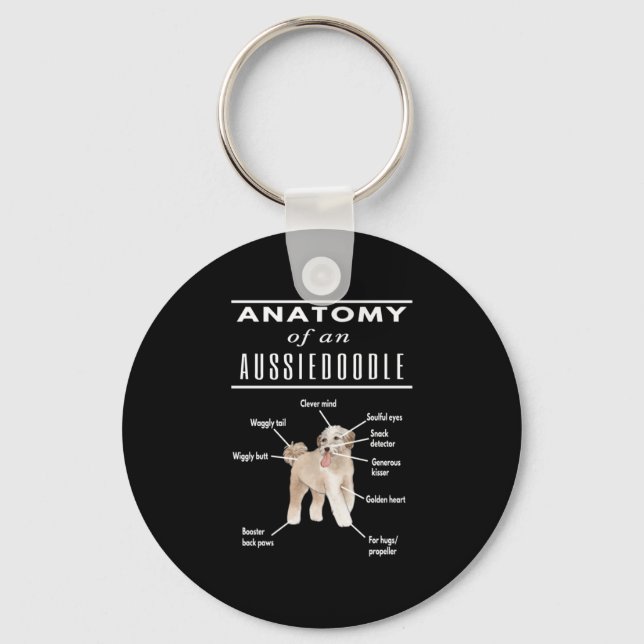 Anatomy of An Aussiedoodle Dog Keychain (Front)