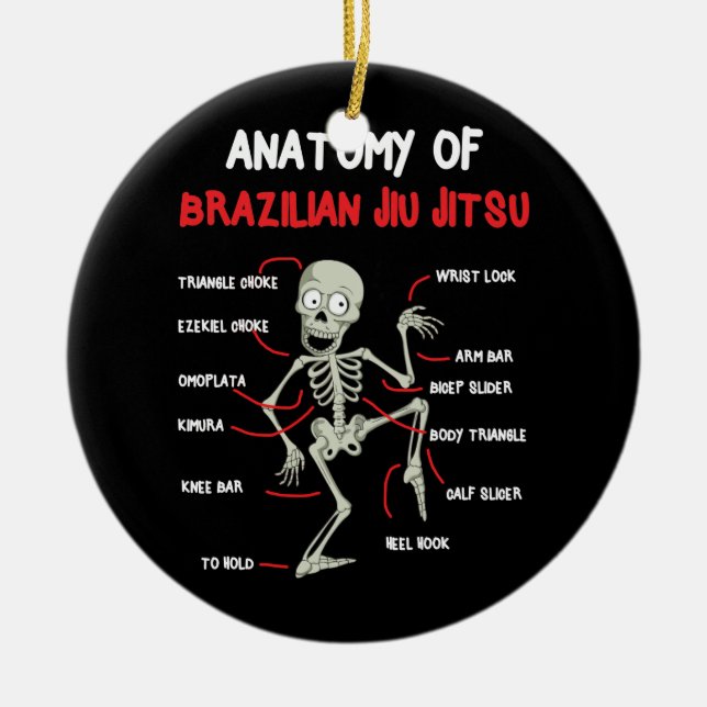 Anatomy Of Brazilian Jiu Jitsu BJJ Skeleton Ceramic Ornament (Front)