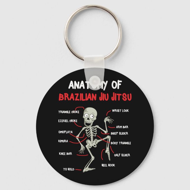 Anatomy Of Brazilian Jiu Jitsu BJJ Skeleton Keychain (Front)