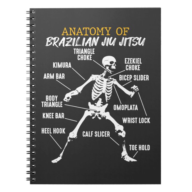 Anatomy of Brazilian Jiu Jitsu Fighter Skeleton Notebook (Front)