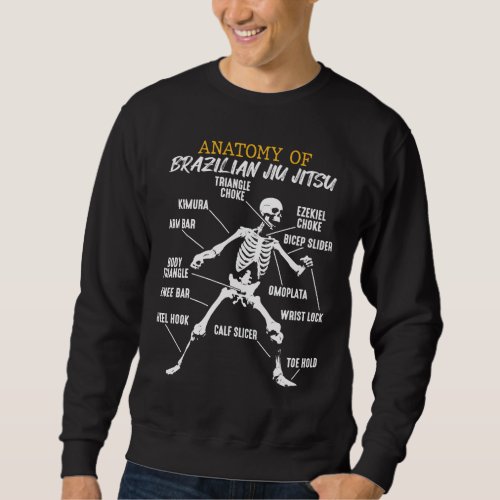 Anatomy of Brazilian Jiu Jitsu Fighter Skeleton Sweatshirt