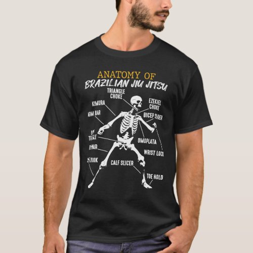 Anatomy of Brazilian Jiu Jitsu Fighter Skeleton T_Shirt