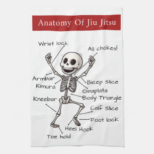 Anatomy Of Jiu Jitsu BJJ Skeleton Submission Guide Kitchen Towel