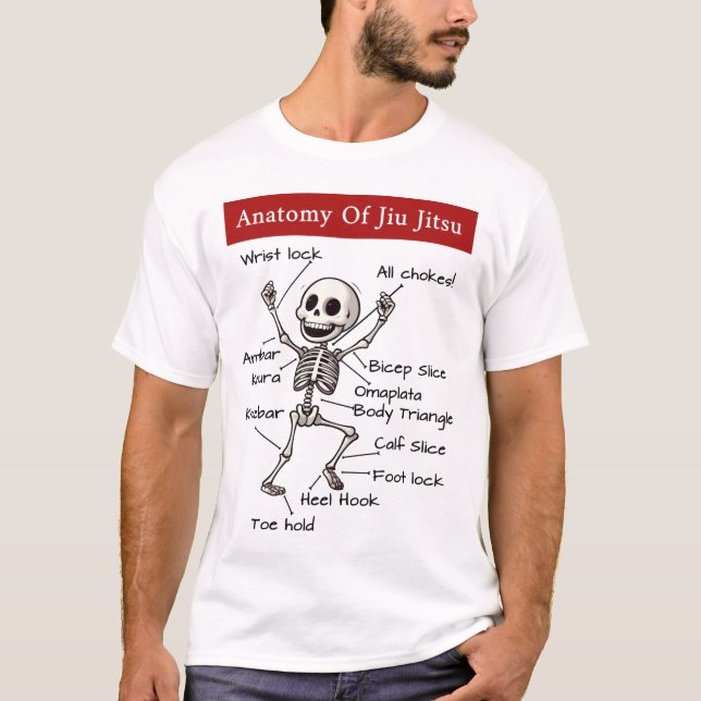 Anatomy Of Jiu Jitsu Funny BJJ Skeleton T-Shirt (Front)