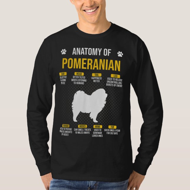 Anatomy Of Pomeranian Dog Lover T-Shirt (Front)