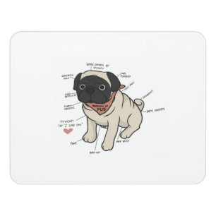 Anatomy Of Pug Dog Chart Door Sign