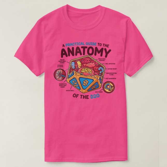 Anatomy of the D20 Polyhedral 20 Sided Dice Funny  T-Shirt (Design Front)