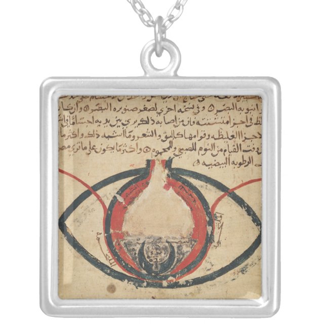 Anatomy of the Eye, from a book on eye diseases Silver Plated Necklace (Front)