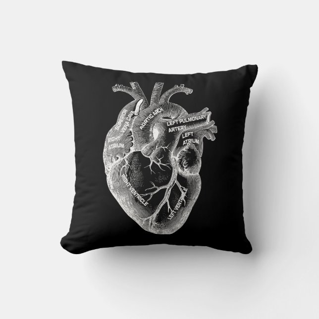 Anatomy of the Heart Throw Pillow (Front)
