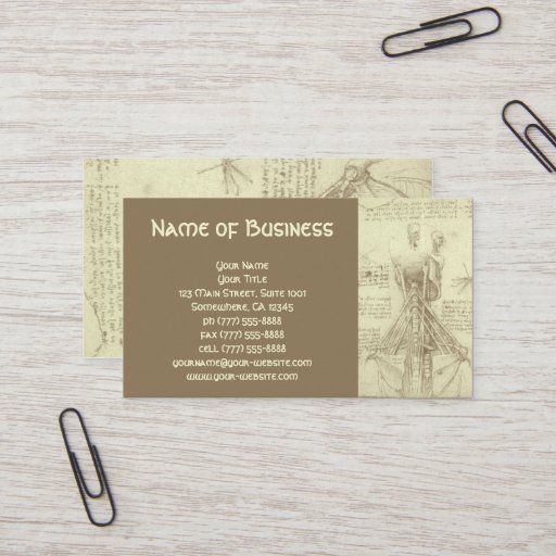 Customizable Anatomy Sketch of Spinal Column Leonardo da Vinci Business Card Template
