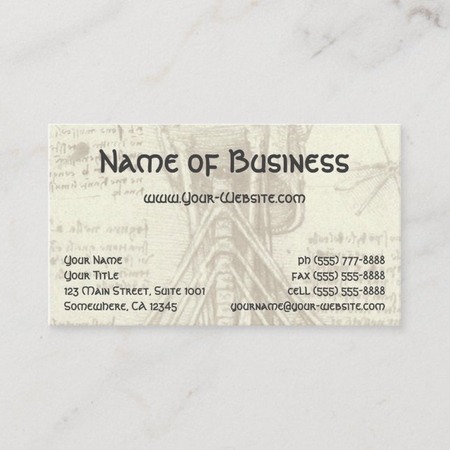 Anatomy Sketch of Spinal Column Leonardo da Vinci Business Card (Front)