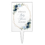 aNavyNavy Blue Flowers, Pink Flowers, Baby Shower  Cake Topper