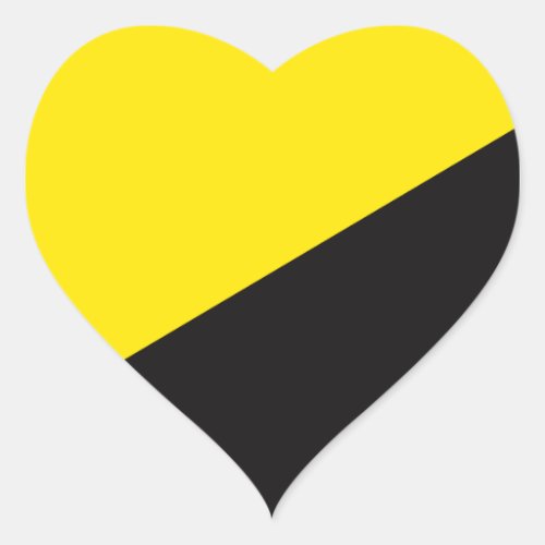 Ancap flag Anarchocapitalism yellow and black Heart Sticker