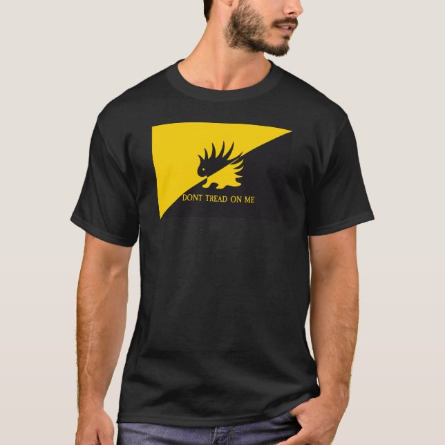 Ancap flag Porcupine logo Gadsden flag parody meme T-Shirt (Front)