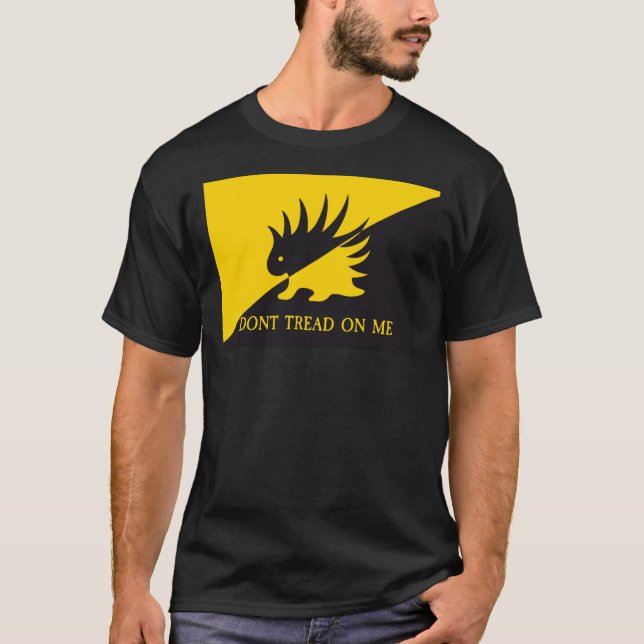 Ancap Porcupine Gadsden Flag Parody Don&X27;T Trea T-Shirt (Front)