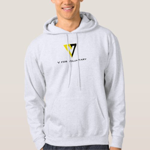 Ancap V for Voluntary Yellow  black logo Anarchy Hoodie