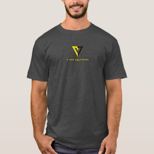 Ancap V for Voluntary Yellow & black logo Anarchy T-Shirt