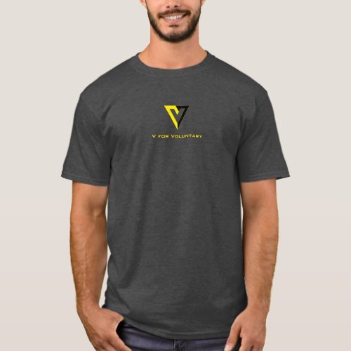 Ancap V for Voluntary Yellow  black logo Anarchy T_Shirt