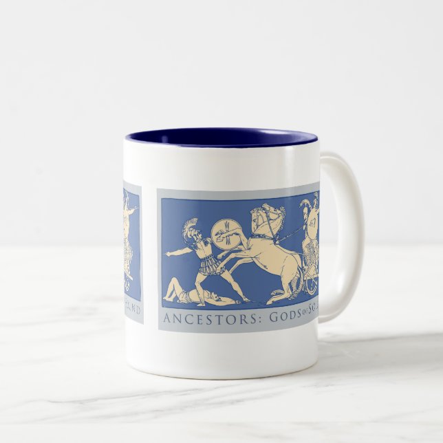ANCESTORS: Gods of Sound - Greek Warriors Two-Tone Coffee Mug (Front Right)