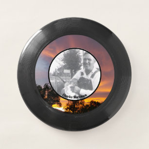 Ancestor's Photo and Name Purple Orange Sunset Wham-O Frisbee