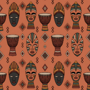 Ancestral Spirit African Masks Throw Pillow Decor
