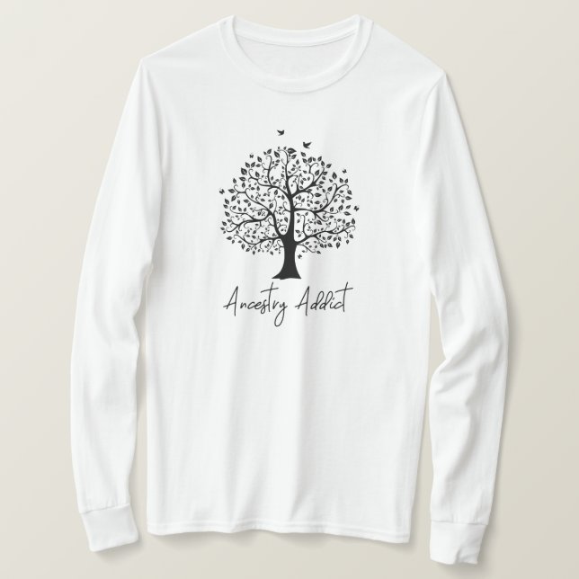 Ancestry Addict Family Tree T-Shirt (Design Front)