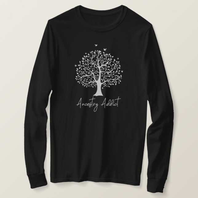 Ancestry Addict Family Tree T-Shirt (Design Front)