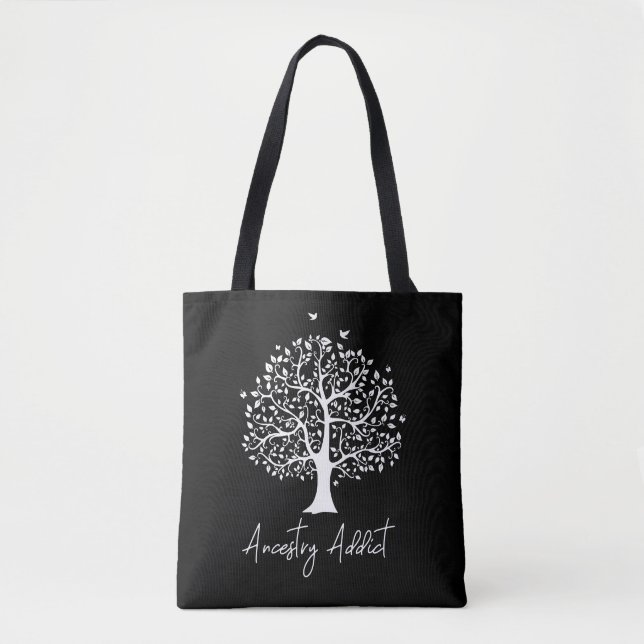 Ancestry Addict Family Tree Tote Bag (Front)