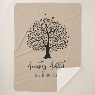 Ancestry Addict Family Tree with Name Sherpa Blank Blanket
