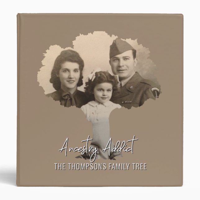 Ancestry Addict Photo Family Tree with Name 3 Ring Binder (Front)