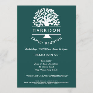 Ancestry Tree Blue Green Family Reunion Invitation