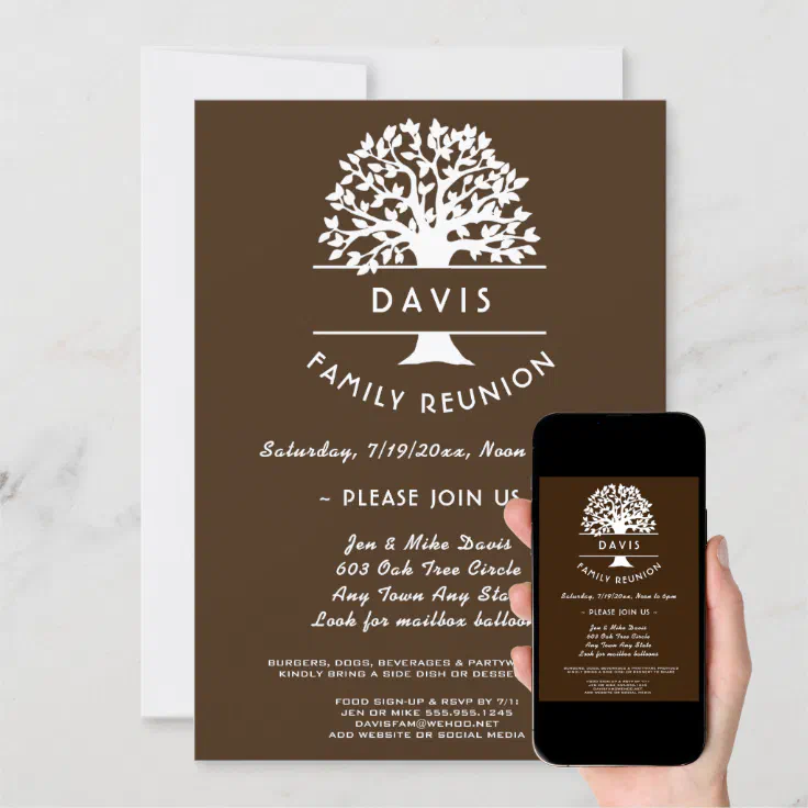 Ancestry Tree Chocolate Family Reunion Invitation | Zazzle