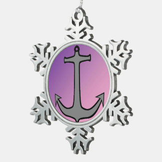 Anchor05 Snowflake Pewter Christmas Ornament
