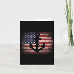 Anchor 4th Of July Gift American Flag - Boat Saili Card