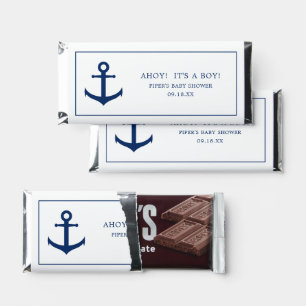 Anchor Ahoy Its a Boy Cute Nautical Baby Shower Hershey Bar Favors