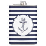 Anchor And Blue Striped 8 Oz Vinyl Wrapped Flask at Zazzle