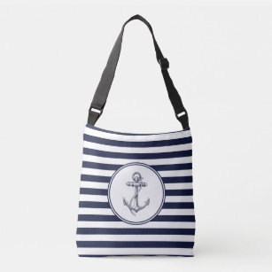 Anchor and Blue Striped Cross Body Bag