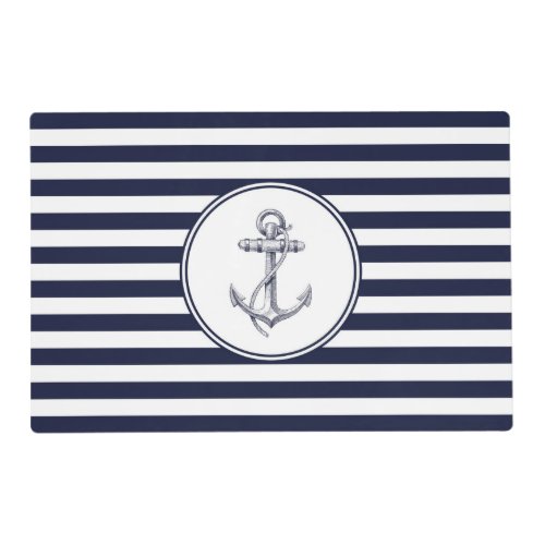 Anchor and Blue Striped Laminated Placemat