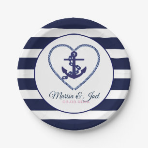 Anchor And Blue Stripes Paper Plates