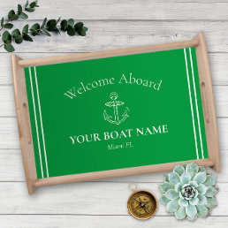 Anchor and Boat Name Kelly Green Nautical Serving Tray