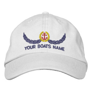 Anchor and boats name sailing captains embroidered baseball cap