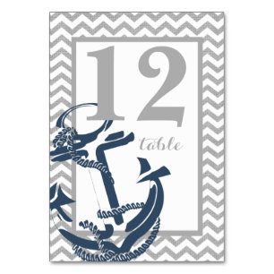Anchor and Chevron Table Number Card